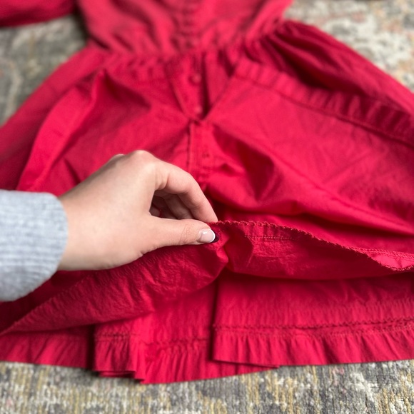 Maeve Anthropologie Puff Sleeve Demi Cup Mini Dress Sweetheart Pink Red small - Picture 7 of 11